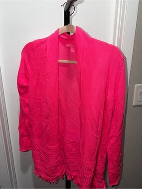 Lilly Pulitzer Hot Pink Open Front Knit Cardigan Sweater Size Small